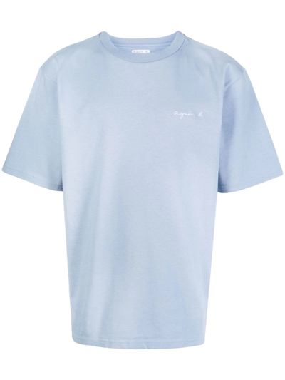 Agnès B. Logo-embroidered T-shirt In Blue