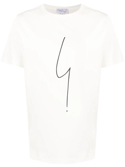 Agnès B. Coulos Scribble Print T-shirt In White