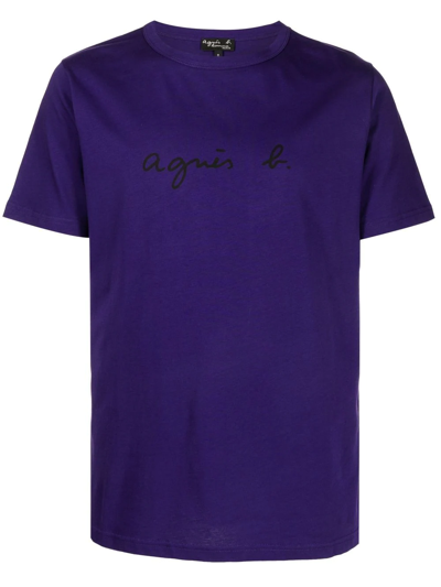 Agnès B. Logo-print T-shirt In Purple