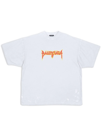 Balenciaga Kids' Oversized Metal Logo T-shirt In White