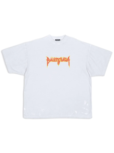 【お買得】 Metal Oversized Kids' Balenciaga Logo White In T-shirt トップス