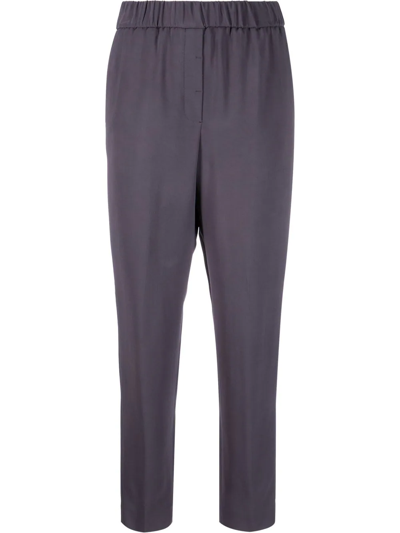Peserico Cropped Elasticated Trousers In Purple