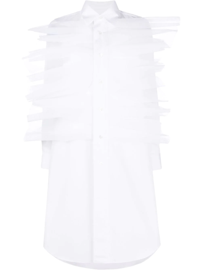 Comme Des Garçons Ruffle-detail Long-sleeve Shirt In White