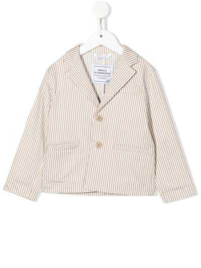 Daniele Alessandrini Babies' Striped Buttoned-up Blazer In White