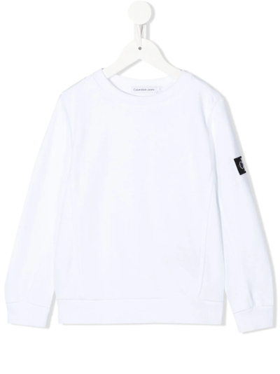 Calvin Klein Kids' Logo-patch Cotton Jumper In White