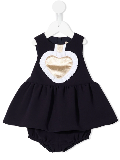 Hucklebones London Babies' Heart-detail Sleeveless Dress In Blue