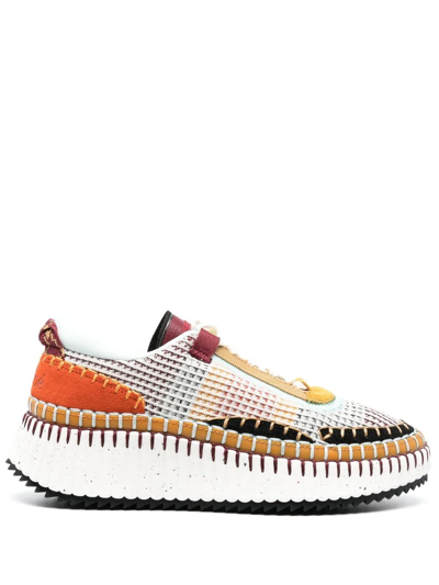 Chloé Nama Panelled Recycled Mesh Trainers - Orange - 7