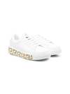 Versace White Greca Border Print Low Top Leather Sneakers In White