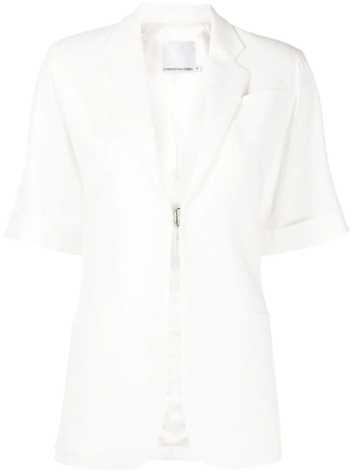 Christopher Esber Short-sleeve Single-breasted Blazer In White