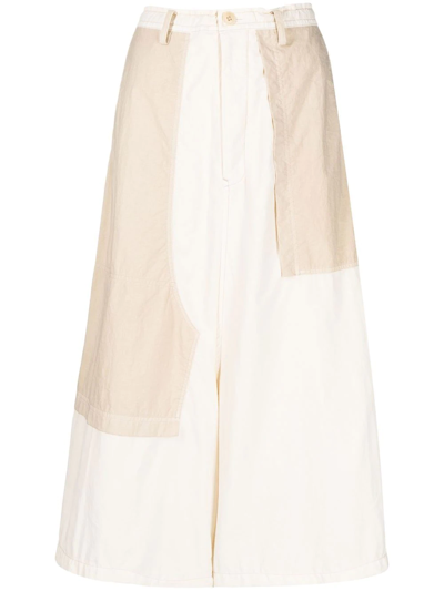 Y's Drop-crotch Wide-leg Trousers In Neutrals