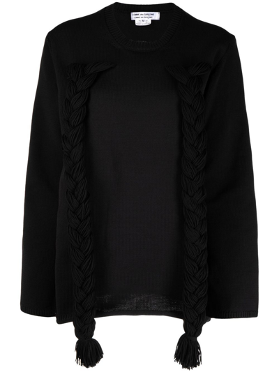 Comme Des Garçons Braided-detail Long-sleeve Jumper In Black