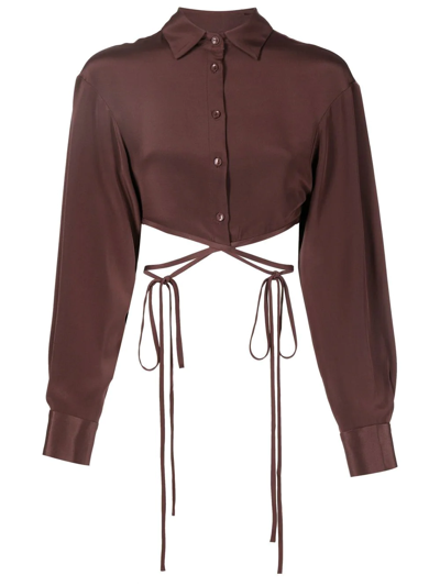 Christopher Esber Tie-fastened Cropped Shirt In Brown