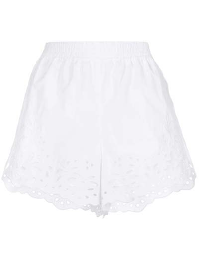 Chloé Broderie Anglaise Cotton Shorts In White