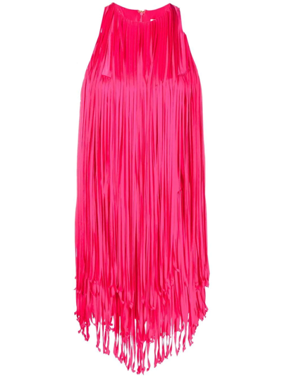 Alexandre Vauthier Fringed Sleeveless Mini Dress In Pink