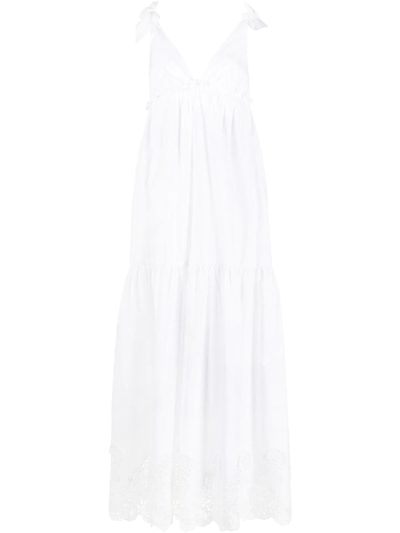 P.a.r.o.s.h Lace-embellished Maxi Dress In White