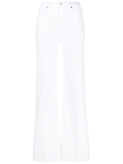 7 For All Mankind Slim Illusion Dojo High Rise Wide Leg Jeans In Luxe White