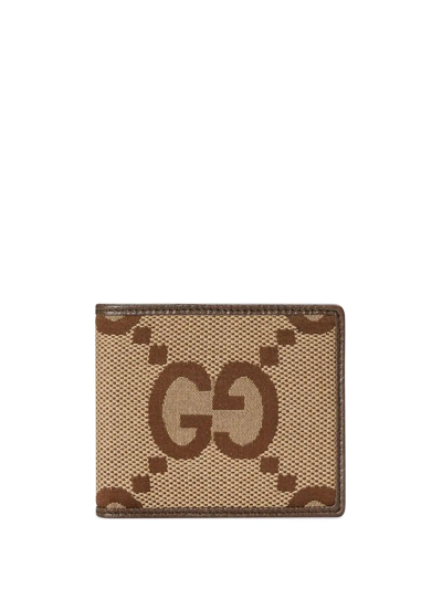 Gucci Gg Canvas And Leather Bi-fold Wallet In Neutrals