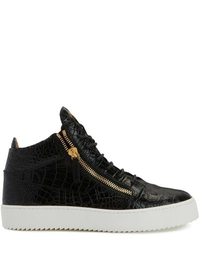 Giuseppe Zanotti High-top Leather Sneakers In Black