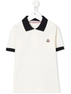 Moncler Boys Teen Ivory Logo Polo Shirt In Blanc