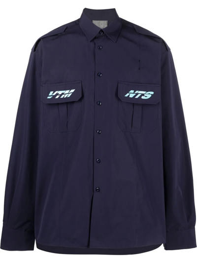 Vtmnts Military-style Flap Pocket Shirt In Blue