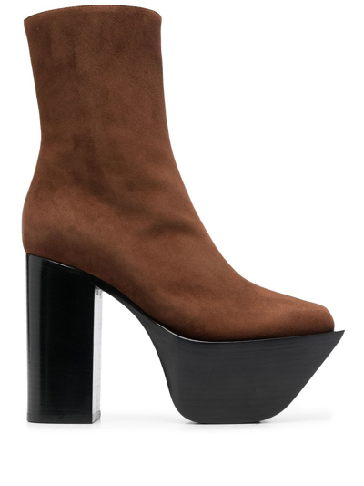Peter Do Leather Platform Ankle Boots In Brown