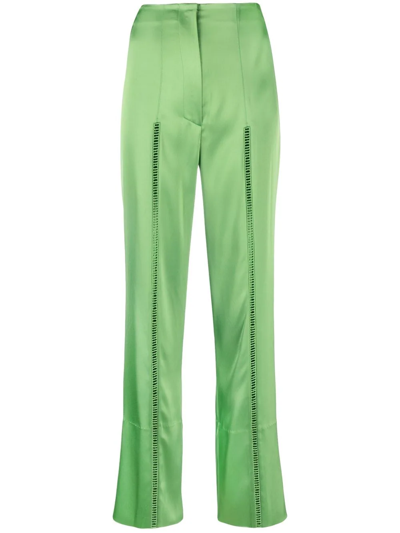 Nanushka Ladder-stitch Straight-leg Trousers In Green