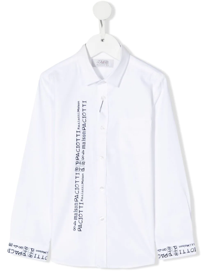 Cesare Paciotti 4us Kids' Logo-print Long-sleeve Shirt In White