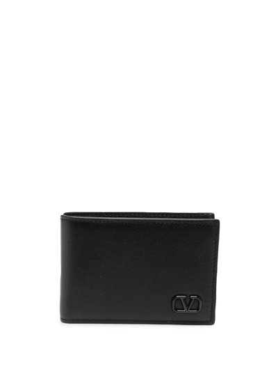 Valentino Garavani Logo-lettering Leather Wallet In Black