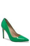 Chase & Chloe Pointed Toe Pump In Green Patent