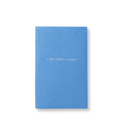 Smythson Live Love Laugh Panama Notebook In Nile Blue