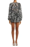 DOLCE & GABBANA ZEBRA STRIPE SILK CHIFFON MINIDRESS