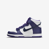 Nike Dunk High Top Sneaker In White,electro Purple,midnight Navy
