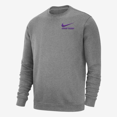 Nike Men's College Club Fleece (lsu) Sweatshirt In Grey