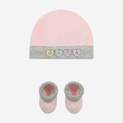 Nike Baby Hat And Booties Set In Arctic Punch