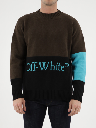 Off-white Color-block Logoed Sweater In Green