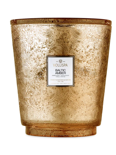 Voluspa Baltic Amber Embossed Glass Hearth Candle 123 Oz. In Light Brown