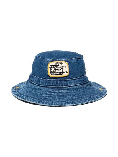Mini Rodini Kids' Logo-patch Denim Bucket Hat In Blue