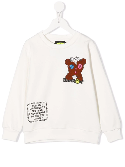 Barrow Kids White Sweatshirt With Front And Back Print In Off White