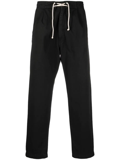 Société Anonyme Drawstring-waist Cotton Straight Trousers In Black