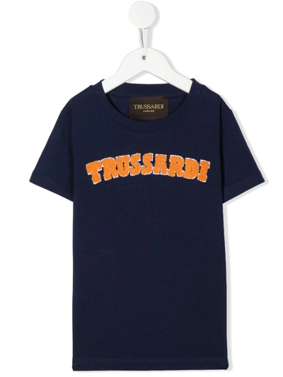 Trussardi Junior Teen Embroidered-logo T-shirt In Blue