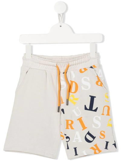 Trussardi Junior Kids' Logo Lettered Shorts In Neutrals