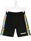 Barrow Rainbow-stripe Track Shorts In Black