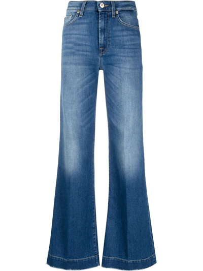 7 For All Mankind Dojo Ultra High Waist Wide Leg Jeans In Light Blue