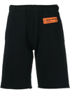 Heron Preston Logo-patch Organic-cotton Knee-length Shorts In Black