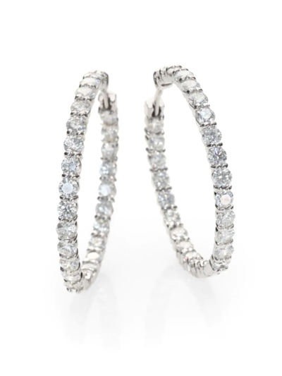 Roberto Coin Women's 18k White Gold & Diamond Inside-out Hoop Earrings