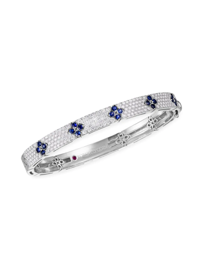 Roberto Coin Women's Love In Verona 18k White Gold, Diamond, & Sapphire Bangle