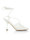 Bottega Veneta Dot Leather Strappy Sandals In Bianco