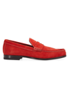 Paul Stuart Leather Suede Penny Loafers In Coral