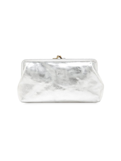 Il Bisonte Metallic Leather Clutch In Silver