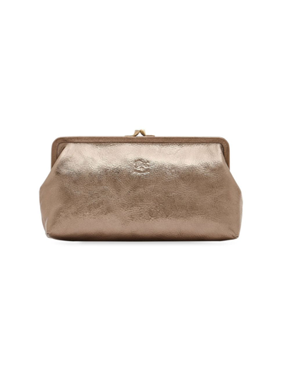 Il Bisonte Classic Metallic Leather Clutch Bag In Bronze